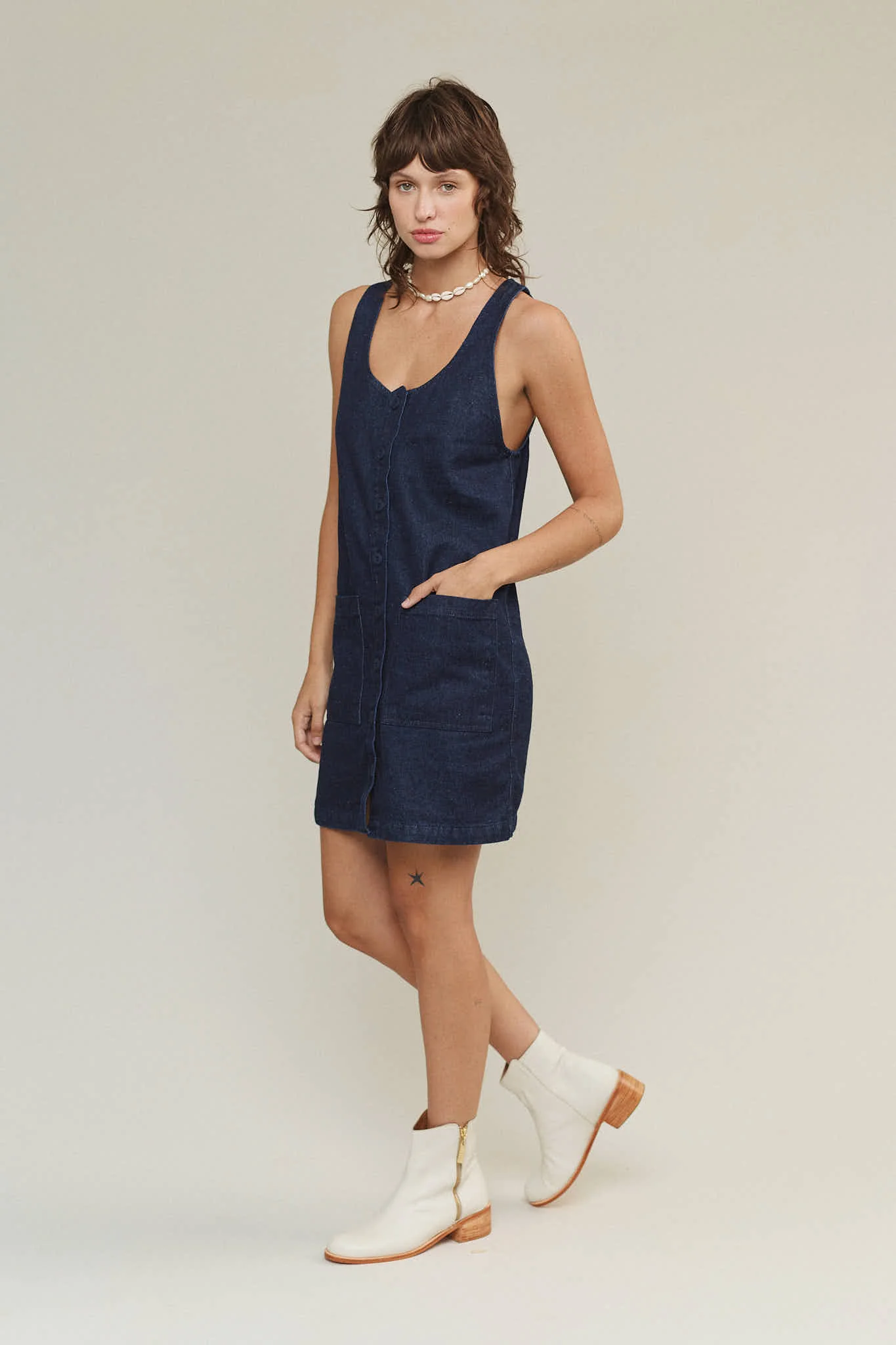 Denim Jumper Dress - Image 3