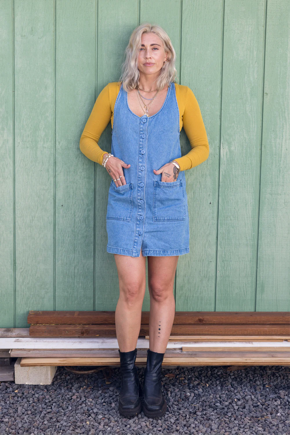 Denim Jumper Dress - Image 5